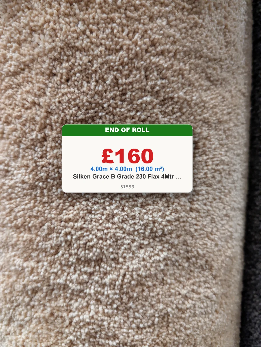 4 x 4 mtr roll end Silken Grace B Grade 230 Flax.