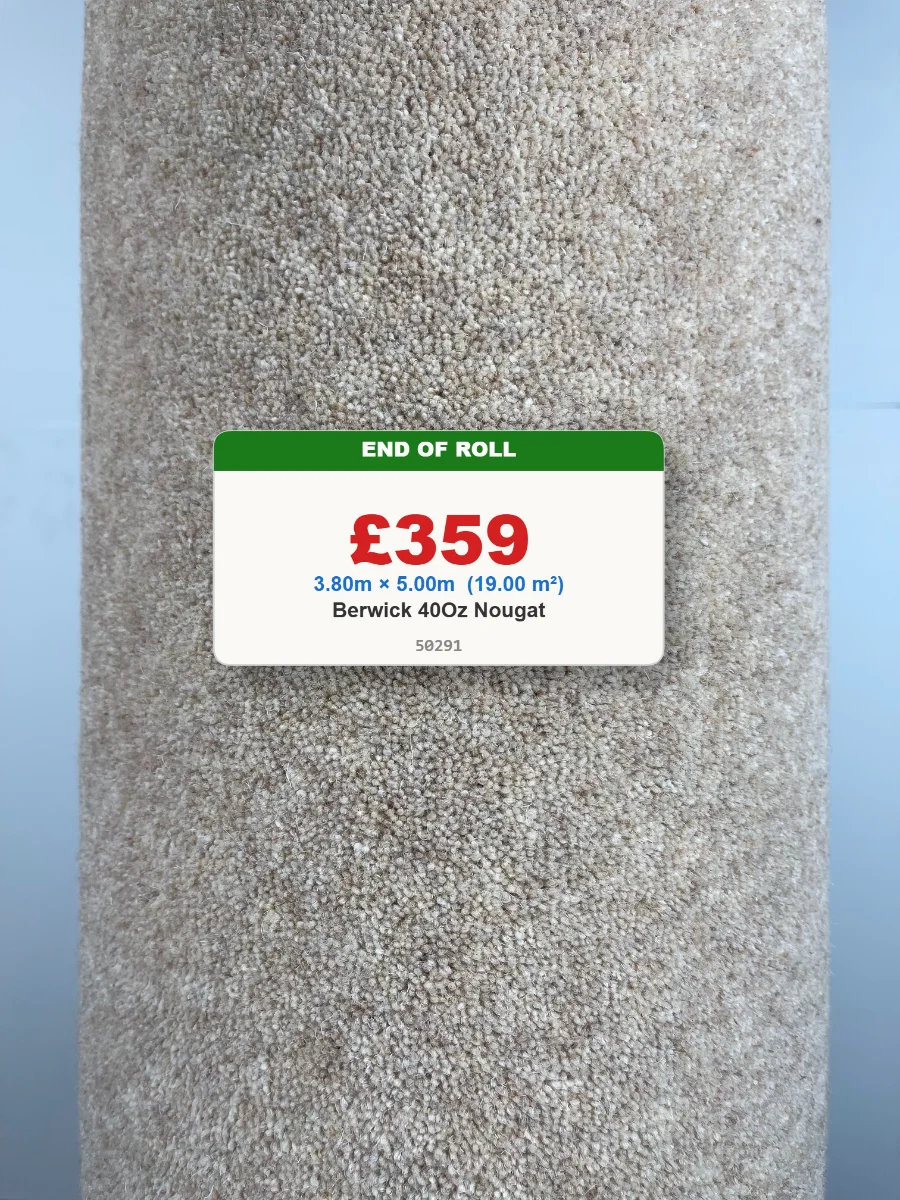 3.8 x 5 mtr Berwick 40Oz Nougat. 80/20 Wool Twist.