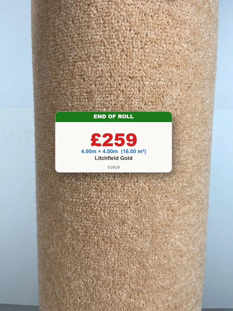 4 x 4 mtr Litchfield Gold. 80/20 wool twist.
