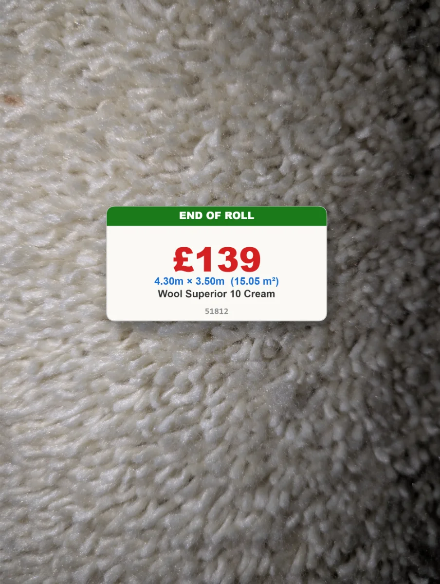 4.3 x 3.5 mtr Wool Superior 10 Cream