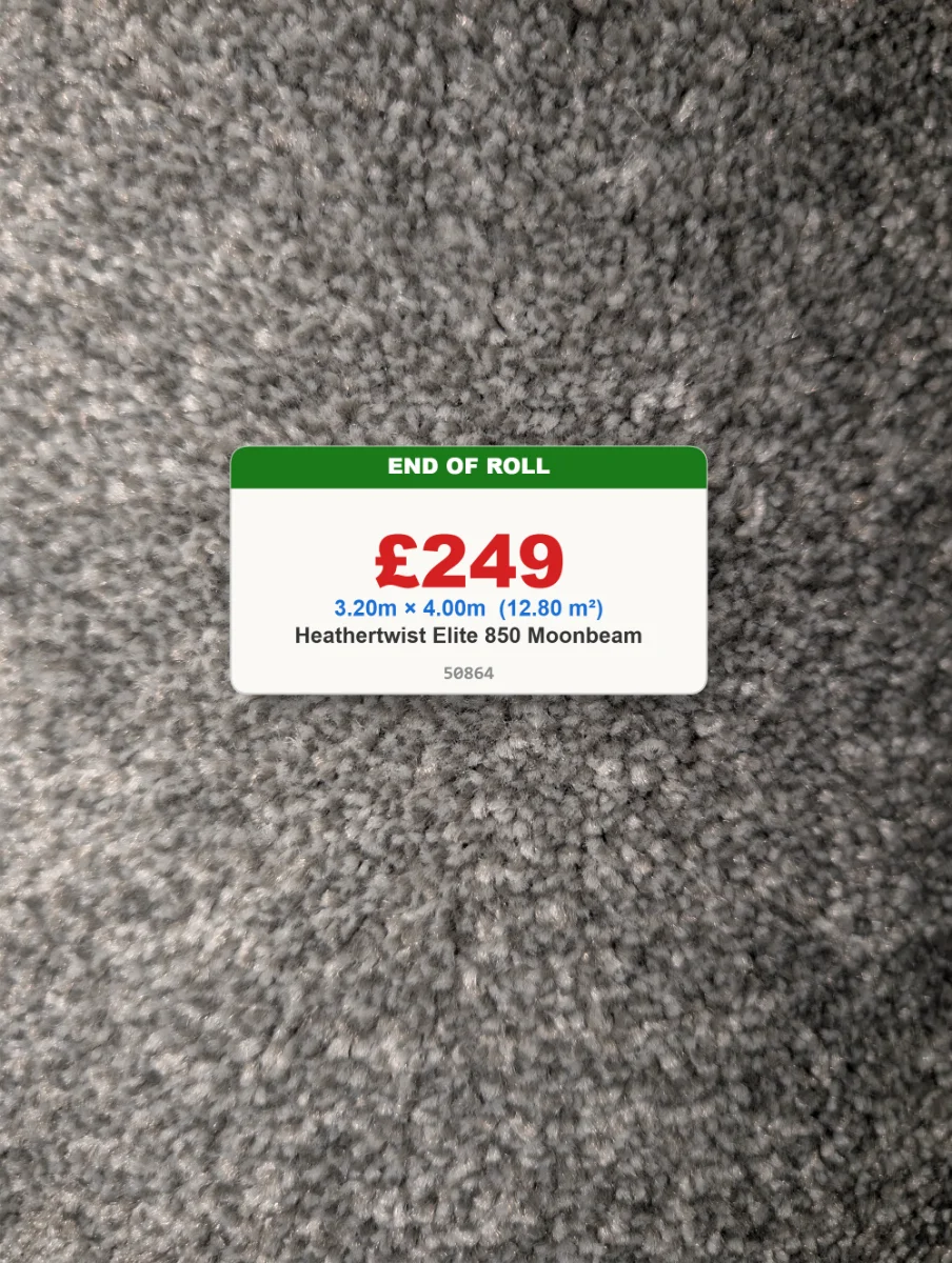 3.2 x 4 mtr Heathertwist Elite 850 Moonbeam. Extra Heavy Domestic Twist.